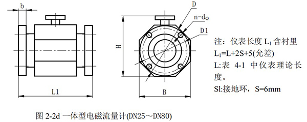 漿液型電磁流量計(jì)外形尺寸圖二